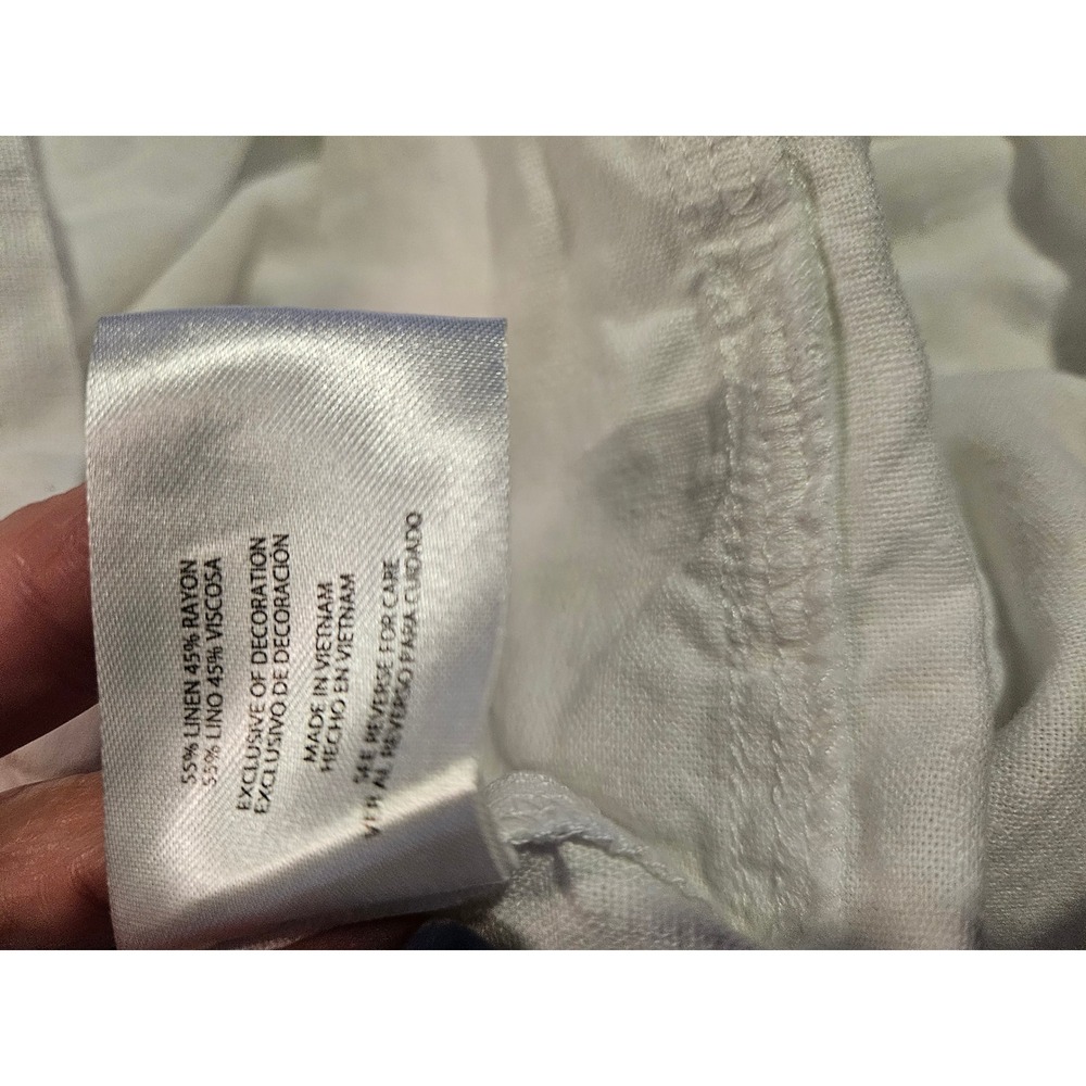 Gap Shorts Women XL White Linen Blend Drawstring Resort High Rise #636 - Picture 3 of 9